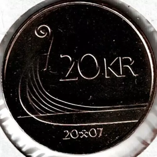 2007 Norway Brilliant Uncirculated 20 Kroner Coin!