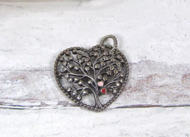 Sterling Silver Heart Enamel Family Tree of Life Love Pendant ALE Pandora