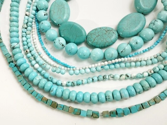 Lot de perles HOWLITE TURQUOISE pierres semi-précieuses