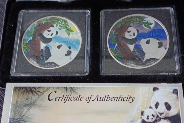 Silbermünzen Panda Night & Day Satz 2021 - China - 2 x 30 g ST in Farbe und Case