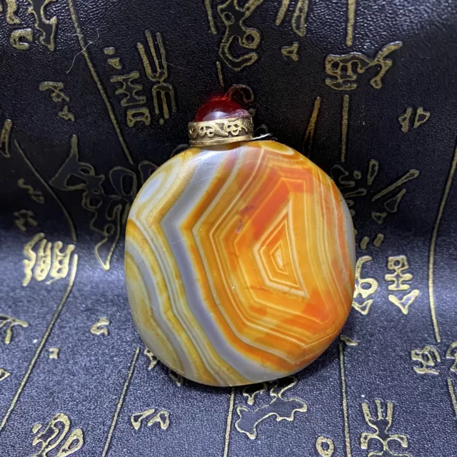 100%Old Chinese, exquisite agate, pure hand-carved, agate snuff bottle