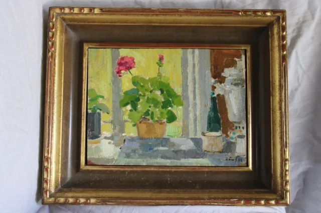 The Window painted by Nikolai Timkov - Oil on Board - 1962 - Framed
