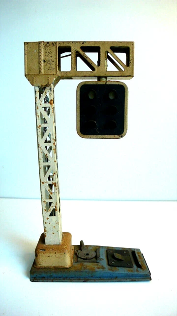 Ancien Signal Ferroviaire JEP échelle O – 4 Feux, Tôle, Années 30 – Hauteur 20 Cm
