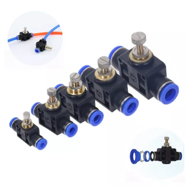 Hot Air Flow Speed Control Valve Connector Tube Hose Pneumatic Push In Fitting