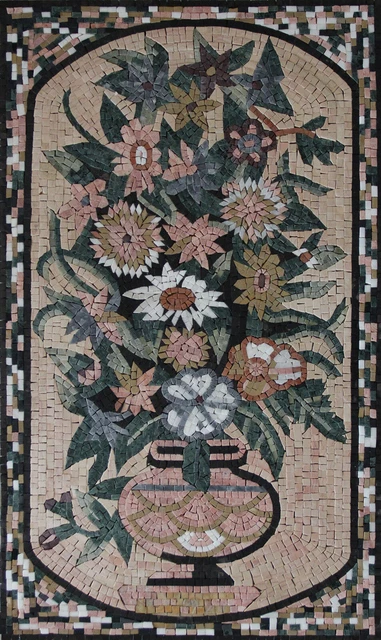 Fleurs Vase Pierre Mosaïque Marbre