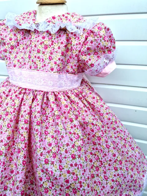 Dream 0-8 years baby girls Pinks Tiny Floral Lined twirly lined dress  tie belt