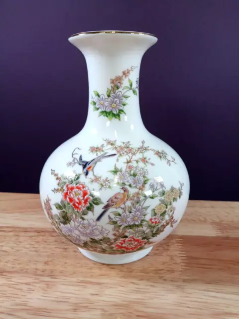 Japanese Vase Vintage Import Stamped Gilded Small 15.5cm tall Flowers Birds