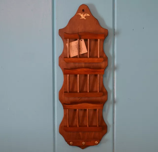 New Vintage MaLeck 22" Wooden Letter Mail Holder Rack Key Hook Retro Colonial
