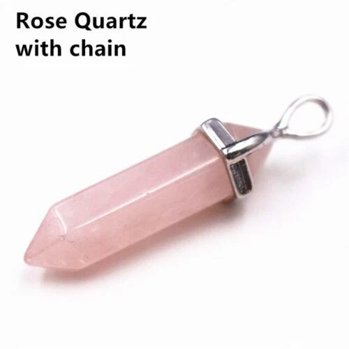 Crystal Necklace Gemstone Pendant Natural Chakra Stone Energy Healing with Chain 18
