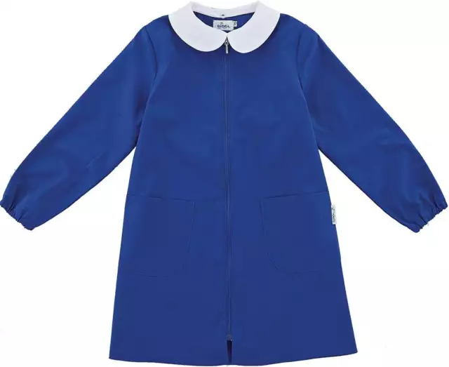 Grembiule Bambina Scuola, Chiusura Zip, colore Bluette