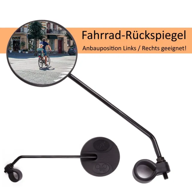 Fahrradspiegel Rückspiegel Lenkerspiegel Fahrrad Spiegel E-Bike Ø 9cm Lenkerende