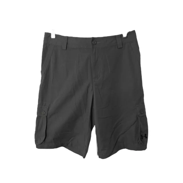 Under Armour Boy's Shorts Gray Heat Gear Cargo Adjustable Waist Size XL