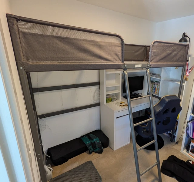 IKEA TUFFING METAL Loft Bed Frame Dark Grey 90 X 200 Cm £52.70 ...