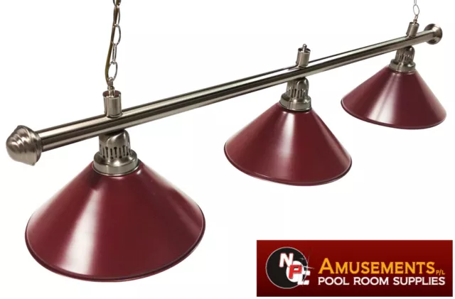 QUALITY Pool Snooker Billiard Table Light Brushed with 3 x Burgundy Shades 1.5m