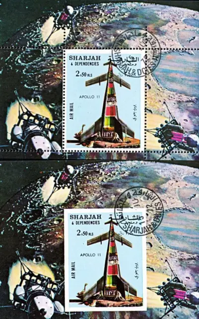 SHARJAH/UAE/ARABIA 1972 APOLLO 11 x2 S/s (perf/imperf) SPACE, AMERICANA