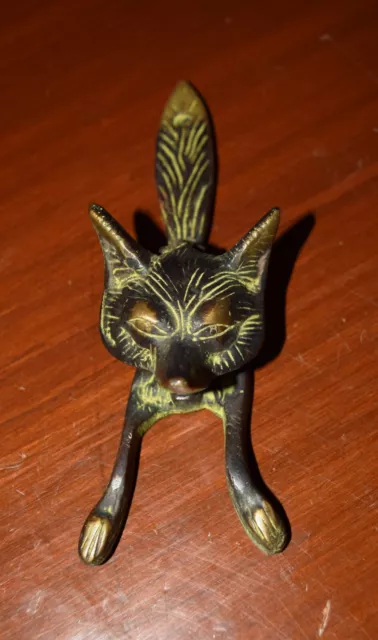 Massif Laiton Fox Porte Heurtoir Vintage Style Fait Animal Design Cloche MS55