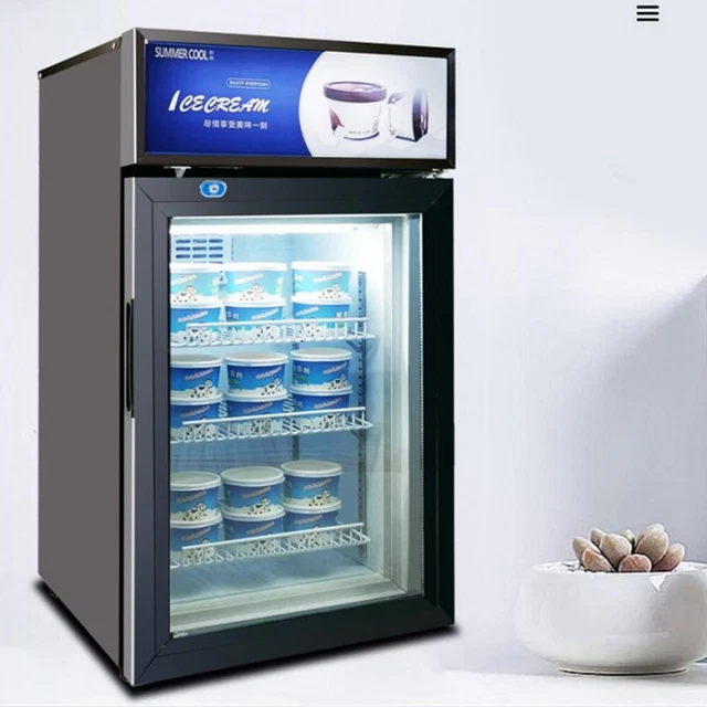 58L 108L Commercial Ice Cream Showcase Freezer Yogurt Drink Milk Display Cabinet