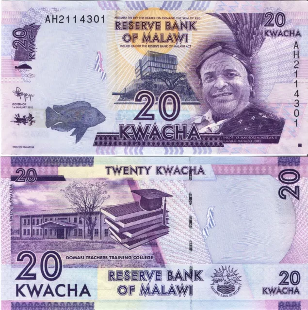 Malawi Banknote UNC 20 Kwacha 01.01.2012 Reserve Bank of Malawi P-57a