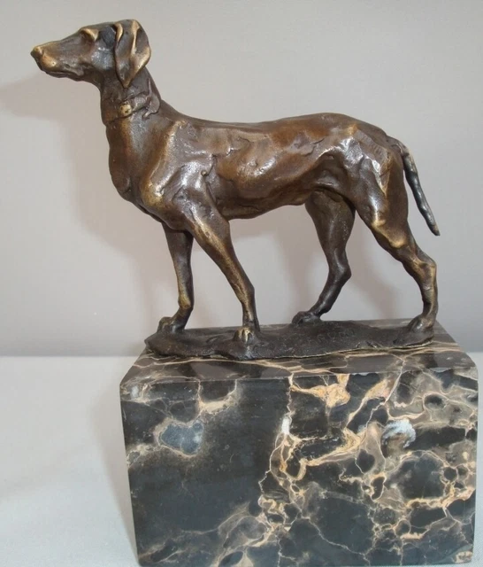 Estatua Perro Fauna Art Deco Estilo Art Nouveau Estilo Bronce sólido Firmado