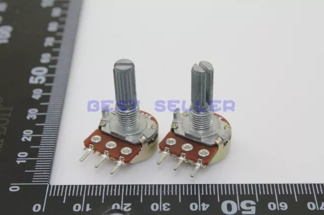 4pcs B100K 100Kohm 3pin Linear Taper Rotary Potentiometer Pot Linear shaft 15mm