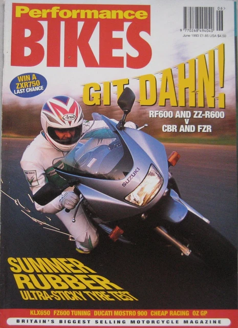 PERFORMANCE BIKES MAGAZINE June 1993 featuring Honda, Yamaha, Suzuki ...