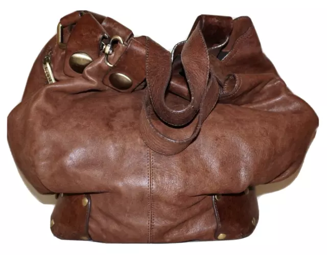 KOOBA Rustic Brown Distressed Leather Slouchy Handbag *HEAVIER MARKS*