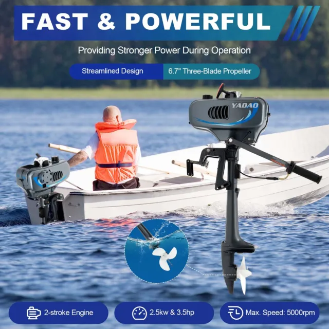 2Stroke Outboard Motor Boat Engine W/ Water Cooling CDI System Heavy Duty 3.5HP