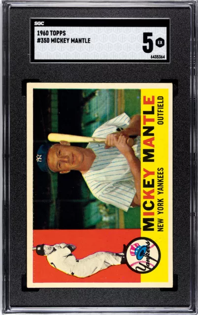 1960 Topps Mickey Mantle #350 SGC 5 EX New York Yankees HOF Great Centering 1960 Topps Mickey Mantle #350 SGC 5 EX New York Yankees HOF Great Centering
