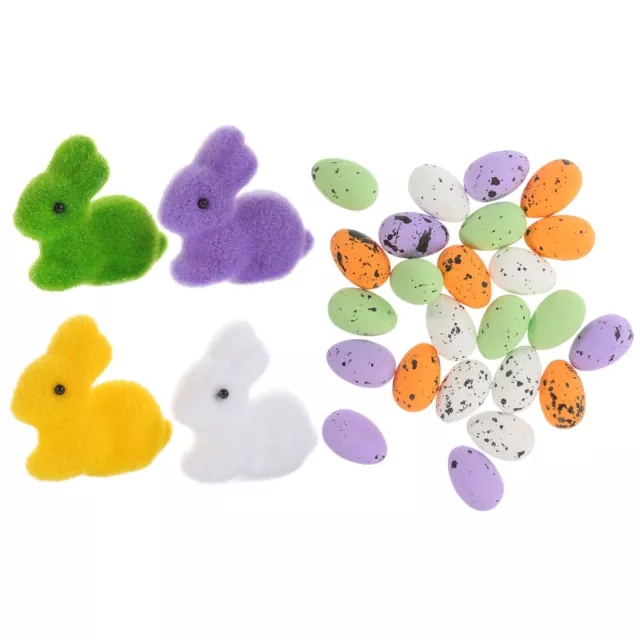 28 piezas huevos de Pascua coloridos espuma conejo joyería simulación huevos conejo hágalo usted mismo