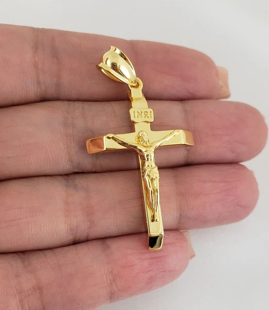 Croce Pendente Da Uomo In Argento 925 Placcato Oro 24K Con Il Volto Di Gesù Su Cordone Di Seta (accessori Religiosi, Articoli Regalo, Lacci) - Italia - Foto 6