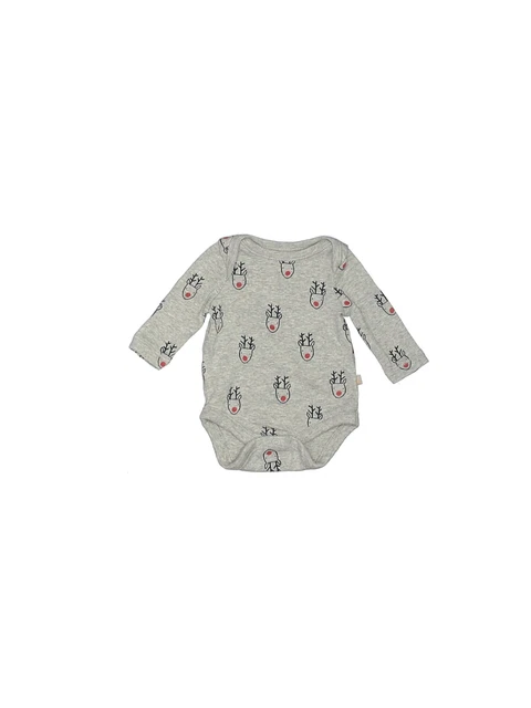 Baby Gap Boys Gray Long Sleeve Bodysuit Preemie/Up to 7 lb.