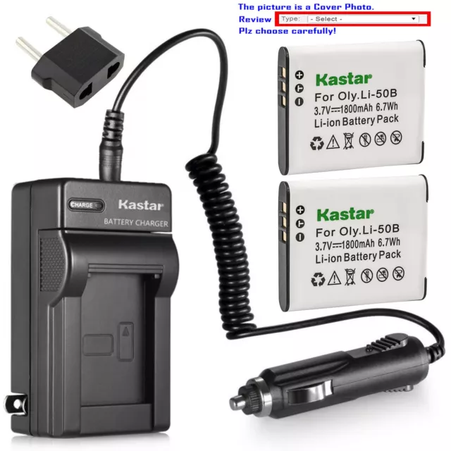 Kastar Battery Travel Charger for Pentax D-Li92 DLi92 Pentax Optio WG-60 WG-70