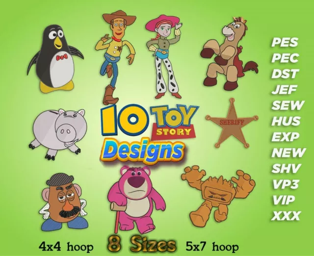 Motifs De Broderie Machine - 10 Motifs De Broderie Toy Story - Formats Multiples