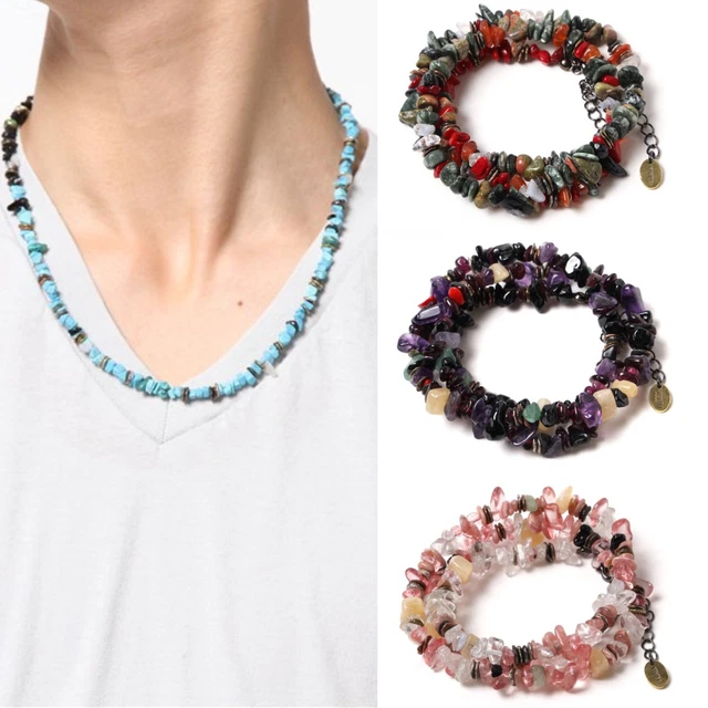 Evangelion Pebble & Metal Chip's Beads Cord Radio Eva & Viviry Gemstone Necklace