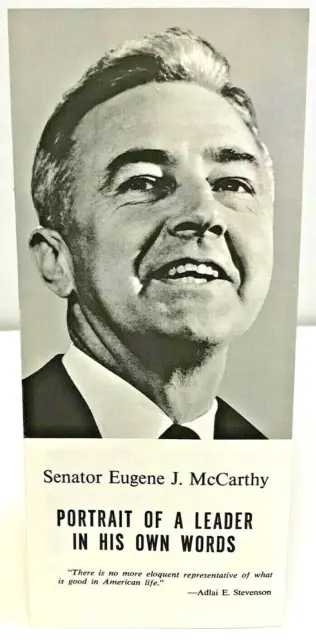 Vintage Senator Eugene McCarthy Brochure Leaflet Presidential Candidate 1968