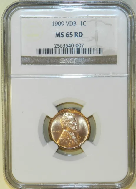 1909 P VDB Lincoln Cent MS65 RD NGC BU Unc Red Wheat Penny [457] BRIGHT