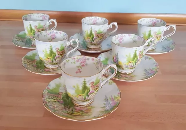 Royal Albert - Kentish Rockery - Demi Tasse Coffee Cups & Saucers x 6