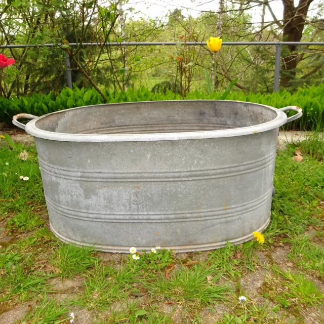 ALTE ZINKWANNE  HOCHBEET BAUERNHOF PLANZGEFÄß ERDBEEROASE KRÄUTERGARTEN