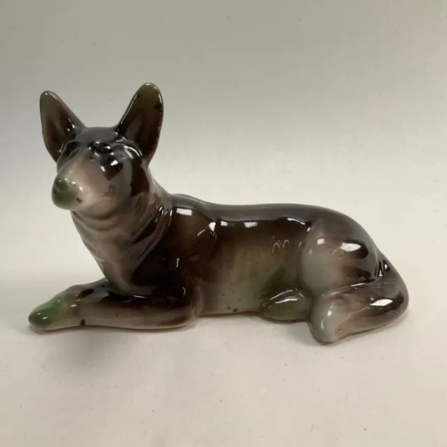 German Shepherd Dog Puppy Ceramic Figurine Made in Japan