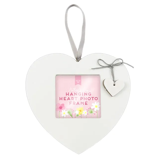 Mothers Day Photo Frame Hanging Heart White 2.5' x 2.5'