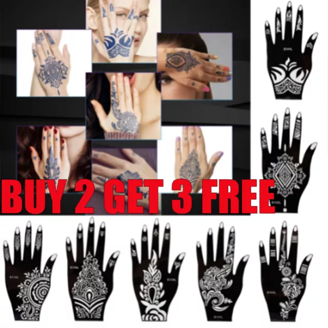 Temporary Tattoo Stencils Glitter Mehndi Hand Henna Template Body Art  Sticker