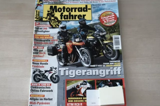 2) Motorradfahrer 11/2011 - BMW F 650 GS mit 71PS be - Triumph Tiger 800 mit 95