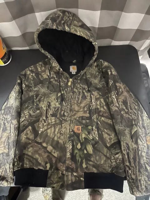 CARHARTT Vtg Mossy Oak Green Camo Insulated Hooded Jacket Mens MEDIUM