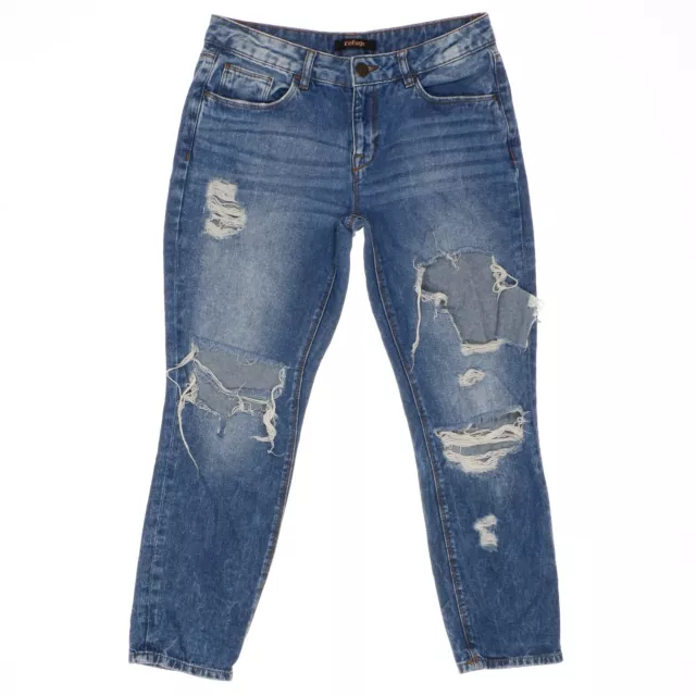 refuge boyfriend jeans womens 4 28x25 destroyed distressed blue denim cotton