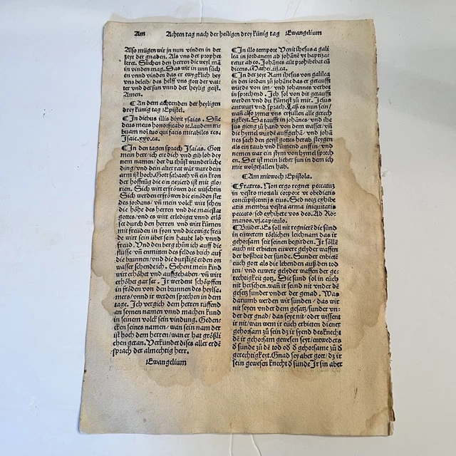 1488 Incunabula Anselm Of Canterbury Book Leaf On Christian Bible Apologetics B