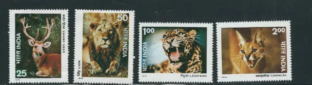 Indischem 1976 Wildtiere Schutz Set Komplett (Scott 736-39) VF MNH