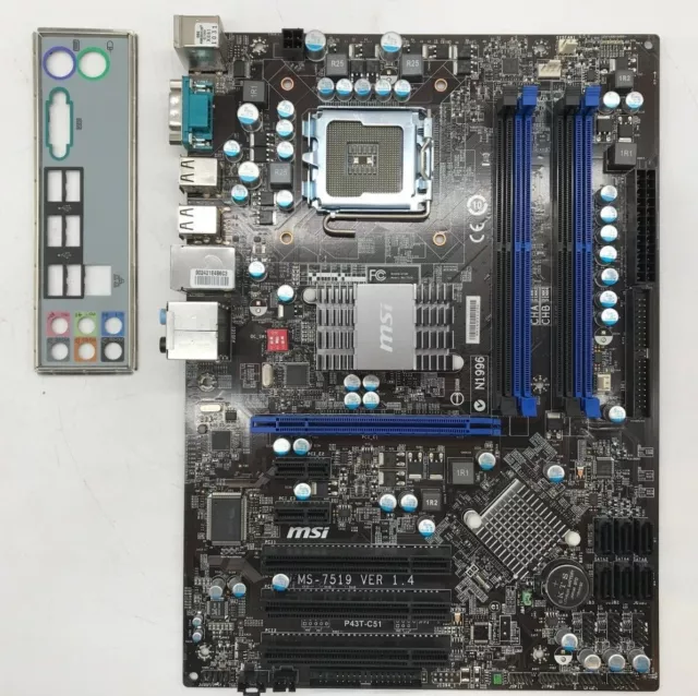 MSI P43T-C51 MS-7519 VER:1.4 DDR2 ATX Socket LGA775 con scudo I/O  #M2202 EUR 155,00 PicClick IT