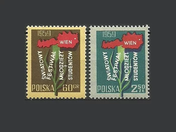 Poland Stamps 1959 The 7th World Youth Festival in Vienna, Austria - MNH
