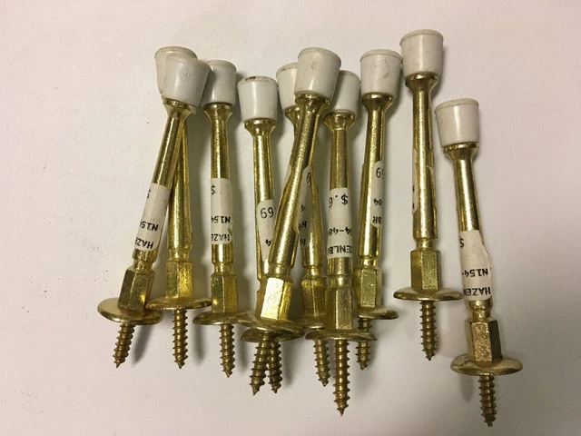 10-Qty Door Stopper Stop Wall Protector Screw-In Brass With White Tip 3" Rigid
