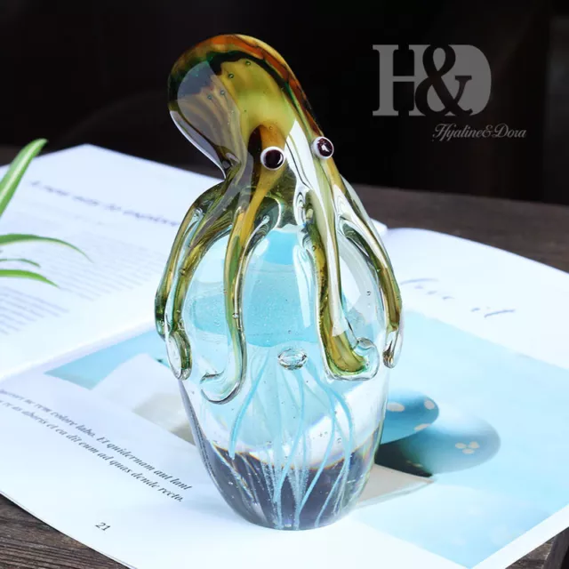 Glass Jellyfish&Octopus Animal Wedding Art Glass Blown Crafts Home Figurine Gift